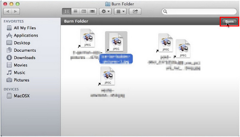 MAC Burn Folder Interface