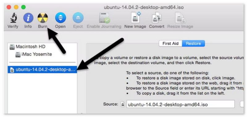 Disk Utility Burn ISO