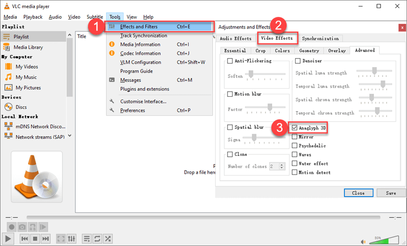VLC 3D Settings