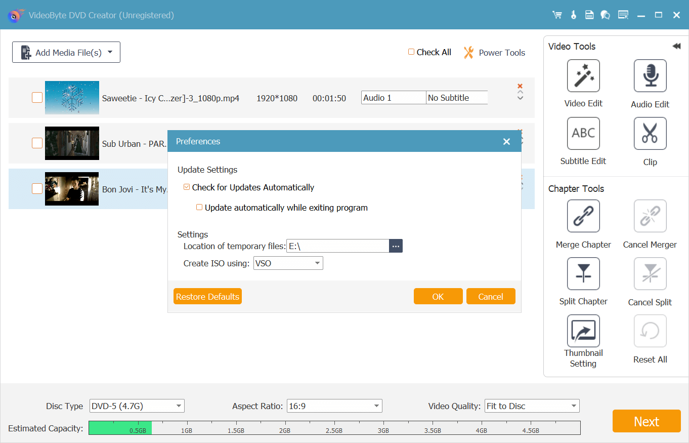 Select the Output Format