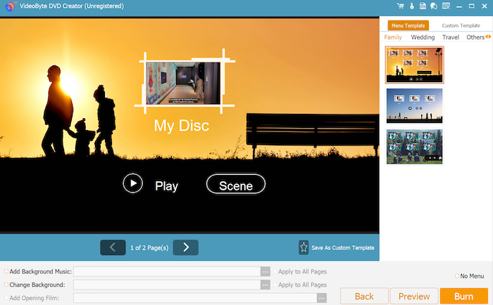 Customize Menu from VideoByte DVD Creator