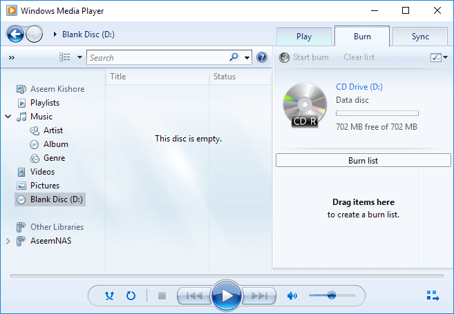 Burn MP4 to DVD in Windows Media Player