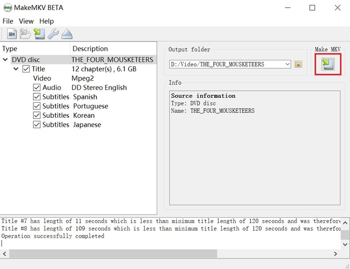 Add Blu-ray and Load in MakeMKV