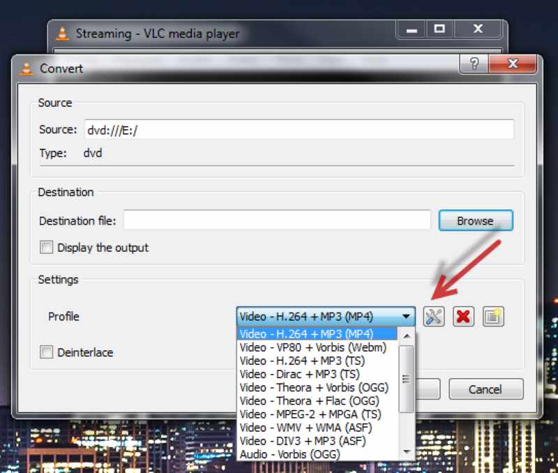 VLC Rip DVD Options