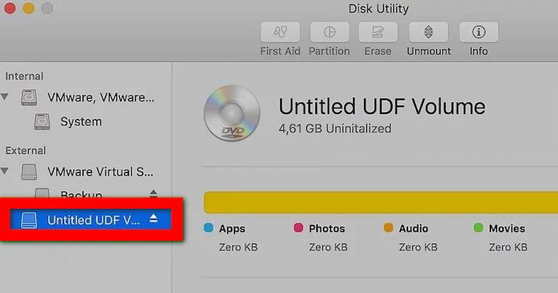 Find Dvd in Disk Utility
