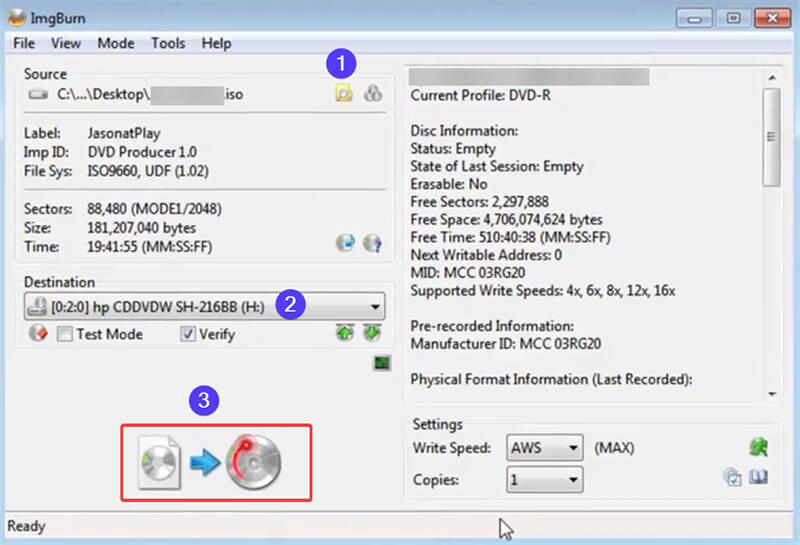 Imgburn Burn ISO Image File