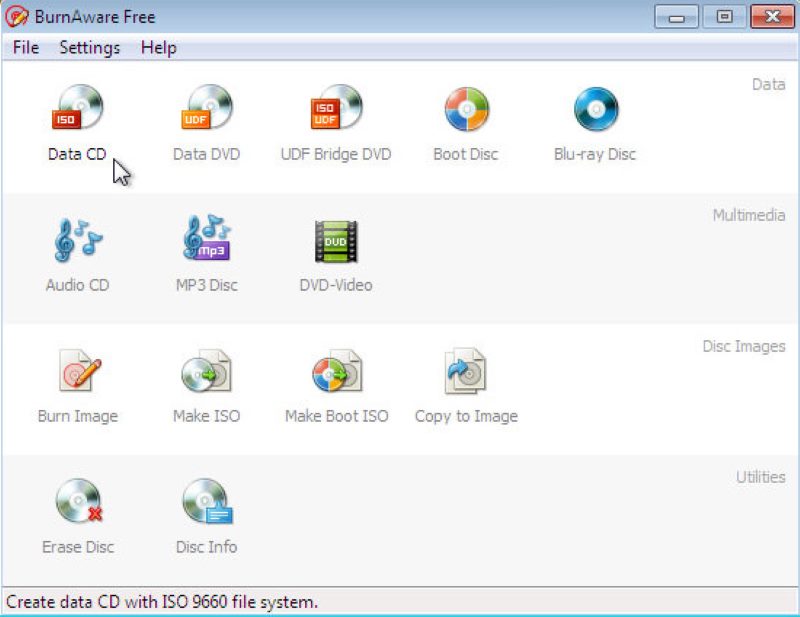 Burnaware Free Software Interface