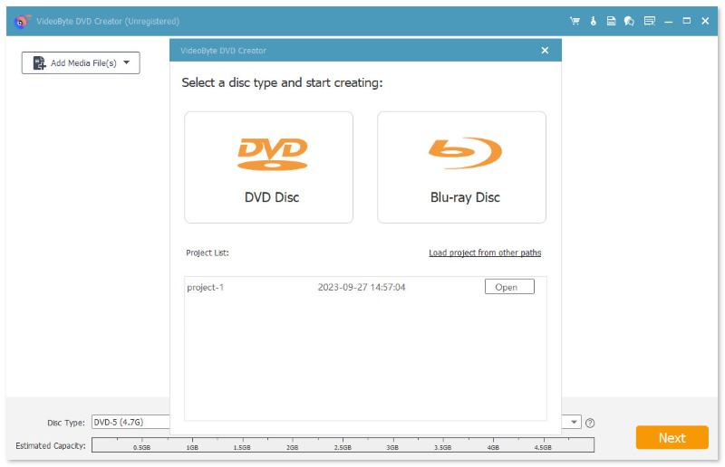 Videobyte DVD Vreator Interface