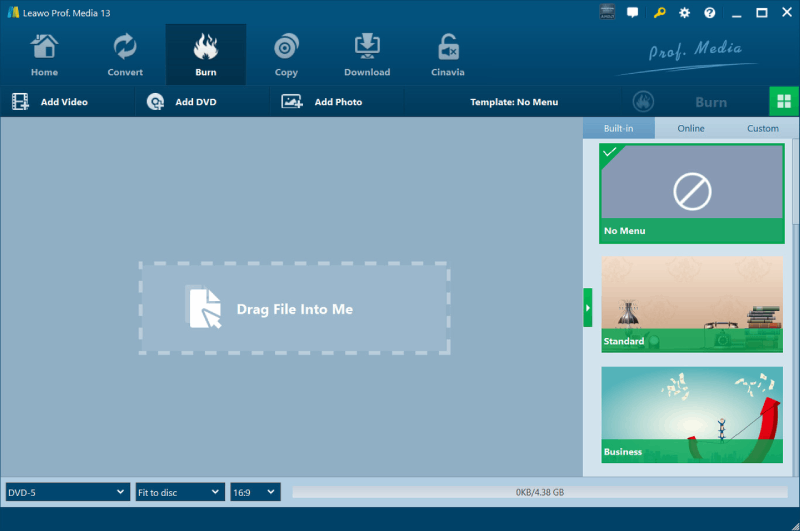 Main Interface of Leawo DVD Creator