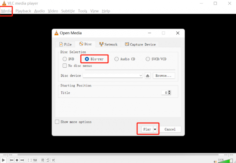 Play Blu ray on VLC