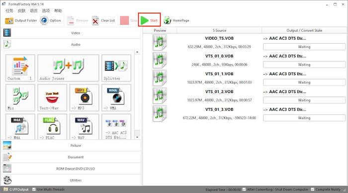 Rip Audio from DVD with Format Factory