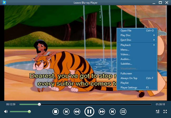 Leawo Blu-ray Player Setting Menu