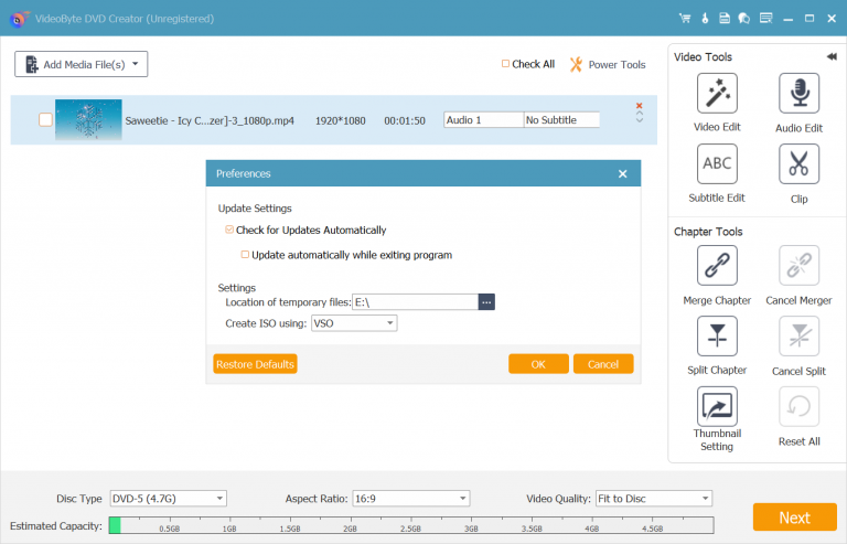 Creator Select Output Destination