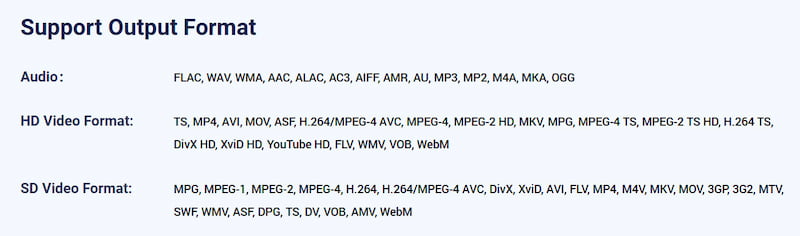 Output Formats